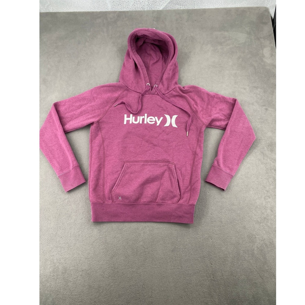Hurley Mens Hoodie Medium Magenta Pink Heather Fleece Pullover Logo E8397-00